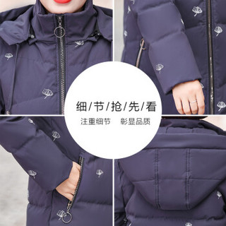 尚格帛 羽绒服女2019冬季新品中老年妈妈装连帽宽松保暖外套宽松中长款 MMBD8007 黑色 3XL（120-130斤）