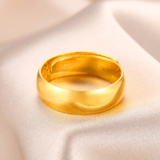 鑫万福 黄金戒指男士足金999活口光圈男女款婚戒约6.5-6.59g
