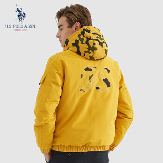 U.S. POLO ASSN.羽绒服男士2019秋冬新款连帽男款青年纯色时尚立领休闲外套男潮 6194117009 黄色 XL