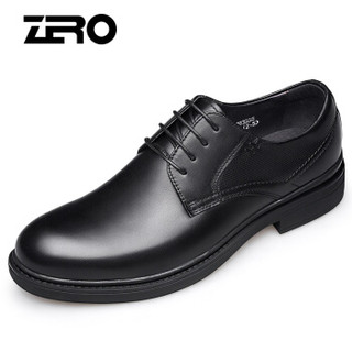 零度(ZERO)男士头层牛皮软面低跟柔软舒适时尚商务休闲鞋子 Z93935 黑色 40码