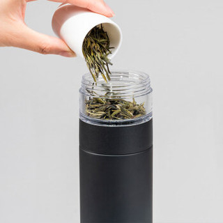 小米有品平仄Pinztea 茶水分离保温杯水杯 透明独立茶仓旋转锁水调节 冷热保温旅行随行杯茶杯保温杯黑色款