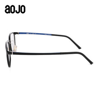 aojo 眼镜框2019年新款 氢气系列 经典方框男款 轻盈无压感钨碳材质 FAUH24041 C01光黑 51mm