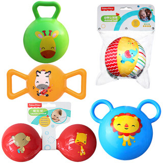 费雪（Fisher Price）儿童玩具球（认知球6片+摇铃球绿色+哑铃球红色+糖果球黄色+拉拉球蓝色）