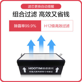 皓庭（HOOTIM）家用壁挂式新风机除甲醛PM2.5电辅热新风系统 空气净化器390U