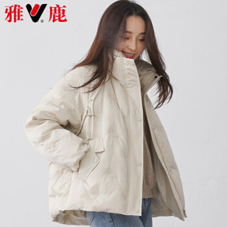 yaloo/雅鹿 YB51U6680 2019新款韩版时尚短款保暖刺绣女冬装羽绒服加厚外套 蓝色 S