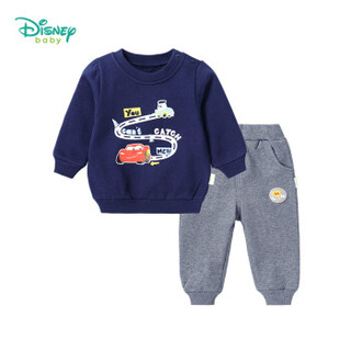 迪士尼(Disney)儿童衣服男童套装休闲服宝宝抓绒卫衣圆领上衣裤子家居服183T842 藏青 5岁/身高120cm