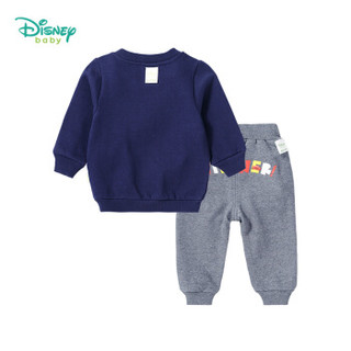 迪士尼(Disney)儿童衣服男童套装休闲服宝宝抓绒卫衣圆领上衣裤子家居服183T842 藏青 5岁/身高120cm