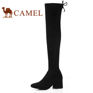 骆驼（CAMEL） 女士 大气高挑圆头粗跟过膝靴 A84072640 黑色 38