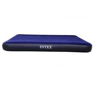 INTEX 64758升级版双人线拉充气床 条纹植绒气垫床家用便携午休床加厚户外帐篷垫折叠床