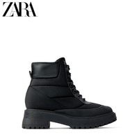 ZARA 17194001040 TRF 女士黑色平底马丁短靴