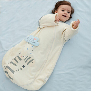 威尔贝鲁（WELLBER）婴儿睡袋棉毛布大空间防踢被秋冬厚棉卡通睡袋云朵斑马100cm