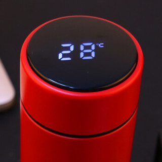 嘉鸿美居 温暖冬季系列 智能保温杯带温度显示304不锈钢男女士创意温礼品 哑光红 450ml
