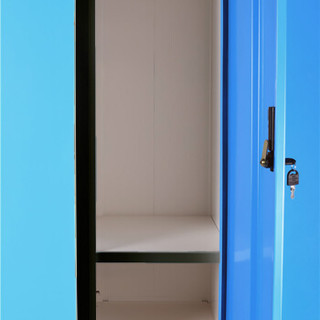 奈高彩色更衣柜多门柜员工柜带锁储物柜存包柜浴室员工柜九门更衣黑边蓝色0.8mm
