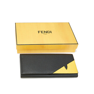 FENDI 芬迪 男士黑色黄色织物（涂层除外）眼睛长款皮夹 7M0264 A8V7 F0R2A