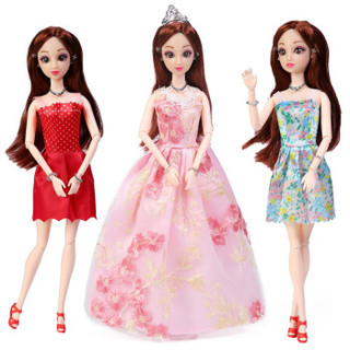 爸爸妈妈（babamama）换装娃娃大礼盒 公主芭比娃娃套装 3D眼睛 洋娃娃女孩玩具 城堡系列 8533-6