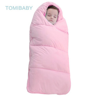 多米贝贝（Tomibaby)婴儿睡袋羽绒棉加绒加厚儿童宝宝新生儿外出抱被防踢被秋冬季款 L码（1-2岁）辛迪粉