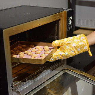 展艺 烘焙工具 隔热手套2只装 黄色 耐高温防烫加厚煲汤烤箱微波炉烘焙手套