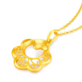 六桂福lukkwaifook黄金吊坠花环黄金项链999足金吊坠锁骨链颈链套链女