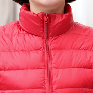 秋芙罗中老年女装冬季轻薄羽绒服短款中年妈妈装保暖夹克40-50岁冬装外套FL97775 紫红色 2XL