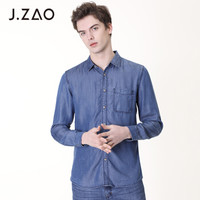京东京造 J.ZAO 男士天丝牛仔衬衫 蓝色 S(165/88A)