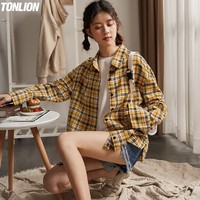 Tonlion 唐狮 女士格子衬衫 