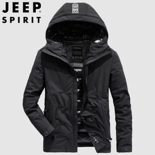 吉普 JEEP 羽绒服男加厚冬季外套男士2019冬装韩版连帽商务休闲外套 ZY88008 黑色 3XL