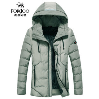 虎都 FORDOO 棉服男2019秋冬保暖御寒防风修身显瘦青春潮流简约时尚外套 VA2AH18781511  浅绿色 170/L