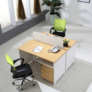 简约现代员工桌椅组合电脑桌定制屏风工作位办公台 b款两人位对坐含柜