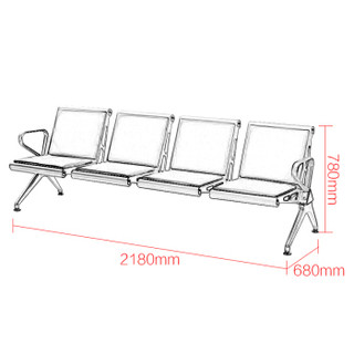 欧宝美机场椅候车椅连排坐椅医院候诊椅输液椅四人位黑色皮座椅
