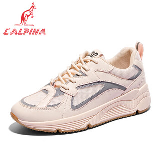L＇ALPINA袋鼠 网面运动鞋女韩版百搭透气网红跑步鞋休闲女鞋YC-M1916粉色36