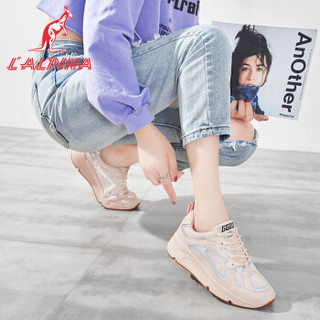 L＇ALPINA袋鼠 网面运动鞋女韩版百搭透气网红跑步鞋休闲女鞋YC-M1916粉色36