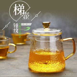 品茶忆友 耐热玻璃壶花茶壶锤纹过滤煮茶壶泡茶壶加厚功夫茶具 梯形壶大号sx-006 600ml