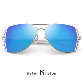 海伦凯勒太阳镜女款 新潮时尚炫彩 林志玲设计款偏光墨镜 H8535 白框蓝镀膜-N03