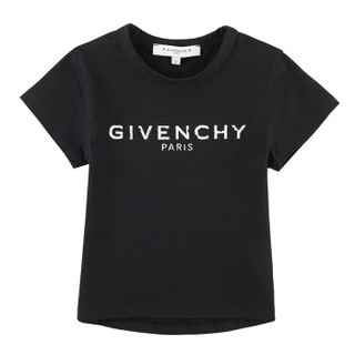 GIVENCHY KIDS 纪梵希 奢侈品童装 女童黑色棉质短袖T恤 H15087 09B 4A/4岁/102cm