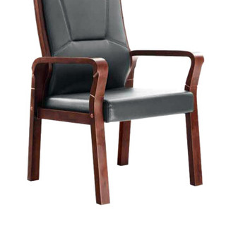 派格（paiger）办公家具办公椅职员办公会议椅子实木扶手皮艺洽谈椅子