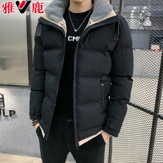 雅鹿 棉衣男 2019新款冬装棉衣男士冬季外套棉服潮流帅气棉袄 YF-M011 黑色 XL