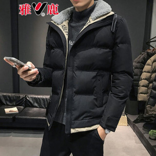 雅鹿 棉衣男 2019新款冬装棉衣男士冬季外套棉服潮流帅气棉袄 YF-M011 黑色 XL