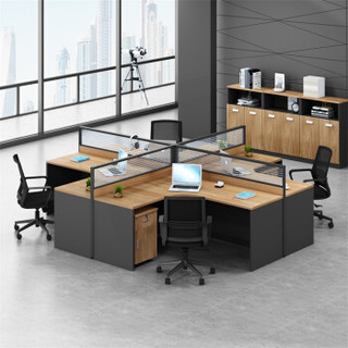 卡奈登 现代简约多人组合屏风办公桌 时尚办公家具 工作卡位职员桌 十字型四人位（不含柜椅）YXJJ-17