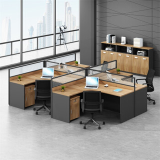 卡奈登 现代简约多人组合屏风办公桌 时尚办公家具 工作卡位职员桌 十字型四人位（不含柜椅）YXJJ-17