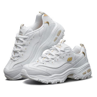 斯凯奇（Skechers）运动休闲鞋 D'LITES系列时尚绑带厚底增高11931 白色/金色/WGD 35