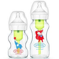 布朗博士(DrBrown’s)奶瓶 新生儿宽口径玻璃奶瓶套装卡通 婴儿玻璃奶瓶防胀气150ml+270ml