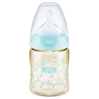 NUK宽口径PPSU彩色奶瓶150ml配防胀气奶嘴(0-6个月硅胶中圆孔)星星款