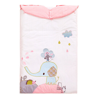 象宝宝（elepbaby）婴儿睡袋宝宝防踢被可脱胆秋冬款儿童被子睡袋120X75cm小象布鲁粉色