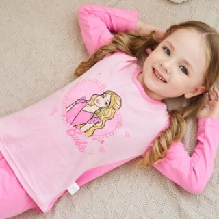 芭比(barbie)儿童家居服套装儿童内衣套装中小童女童装小孩睡衣 bb01
