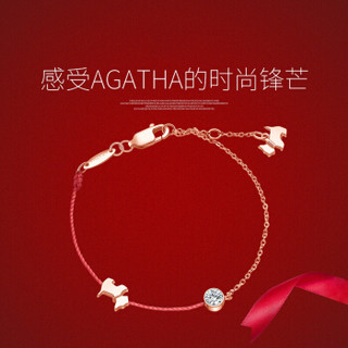 AGATHA 瑷嘉莎 红绳手链 时尚潮流女士925银锆石手环饰品 玫瑰金色