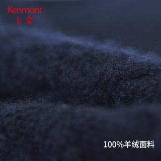 卡蒙（Kenmont）km-9159 卡蒙全羊绒加厚翻檐毛线帽子男士冬季潮版针织帽户外保暖套头冷帽 墨蓝色 均码58cm