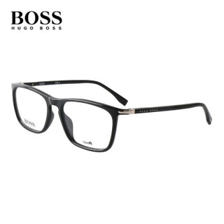 HUGO BOSS 雨果博斯 男款黑色镜框黑色镜腿板材全框光学眼镜架眼镜框 1044-807 55MM