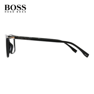 HUGO BOSS 雨果博斯 男款黑色镜框黑色镜腿板材全框光学眼镜架眼镜框 1044-807 55MM