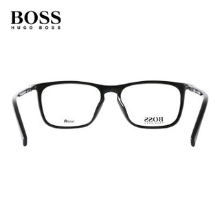 HUGO BOSS 雨果博斯 男款黑色镜框黑色镜腿板材全框光学眼镜架眼镜框 1044-807 55MM