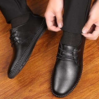 伊施玛雅（Ishmaiah）男士皮鞋保暖加绒加厚棉鞋低帮系带商务休闲鞋 8502 黑色 43